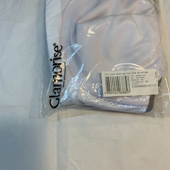 Glamorise 36H High-Impact SPORT Bra Underwired WICKS-U-DRY SUPPORT White NEW - Picture 10 of 16